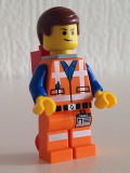 LEGO tlm078 Emmet - Lopsided Closed Mouth Smile, with Piece of Resistance and Plate on Leg